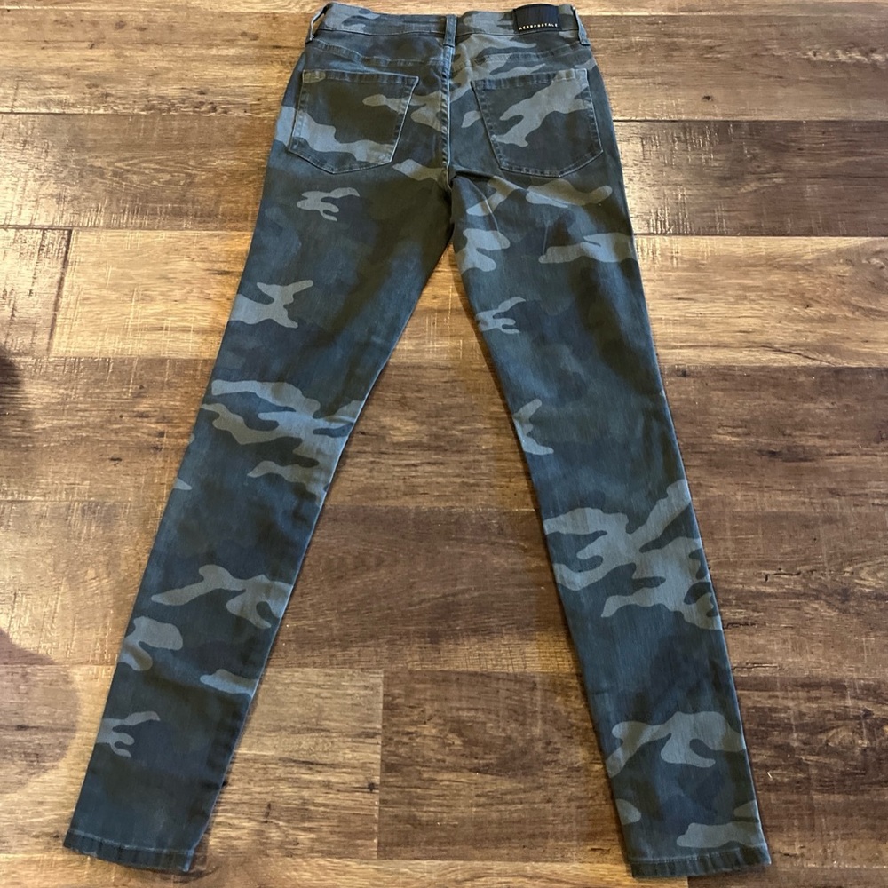 Aeropostale Womens Jeans Green Camouflage High Waisted Jegging 5-pocket 24x27 00